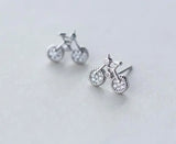925 Silver CZ Bike Cycle Stud Earrings Women's Gift C-E2019