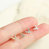 925 Sterling Silver Zircon Initial Letter Earrings Personalized Jewelry