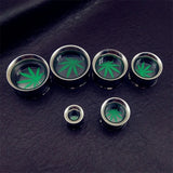 Stainless Steel Maple Leaf Ear Plugs Tunnels Piercing Earring Gauges
