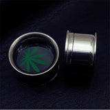 Stainless Steel Maple Leaf Ear Plugs Tunnels Piercing Earring Gauges