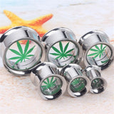Stainless Steel Maple Leaf Ear Plugs Tunnels Piercing Earring Gauges
