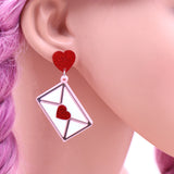 Heart Envelope Acrylic Earrings Valentine Gift