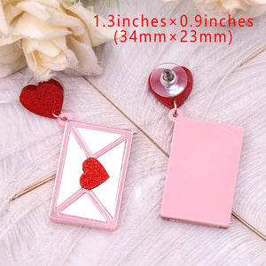 Heart Envelope Acrylic Earrings Valentine Gift