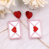 Heart Envelope Acrylic Earrings Valentine Gift