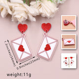 Heart Envelope Acrylic Earrings Valentine Gift
