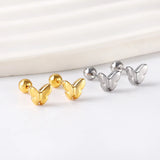 Love Heart Butterfly Stainless Steel Piercing Stud Earrings