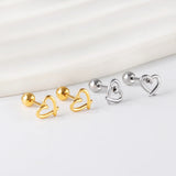 Love Heart Butterfly Stainless Steel Piercing Stud Earrings