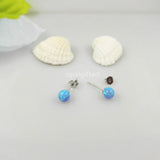 (1pair/lot)2020 5mm Blue/Fire Opal Ball Silver Women Earrings