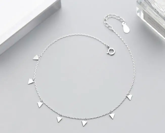 925 Sterling Silver Triangle Geometric Anklet Bracelet GTLS735
