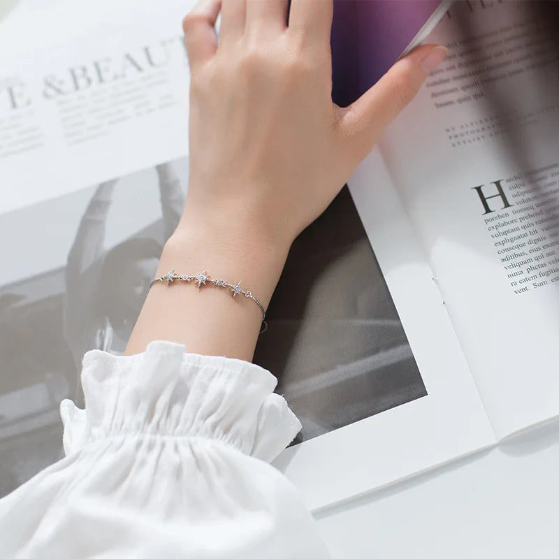 925 Sterling Silver CZ Starshine Chain Bracelet