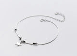 925 Sterling Silver Star & Round Beads Anklet Bracelet