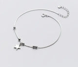 925 Sterling Silver Star & Round Beads Anklet Bracelet