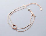 Real 925 Sterling Silver CZ Lucky Bar & Circle Bracelet