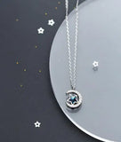 925 Silver Crystal Star Moon Necklace Pendant C-D3868