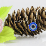 10mm Opal Pendant 925 Silver Evil Eye Necklace