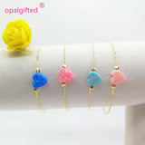 10mm Synthetic Opal Heart Bracelet 925 Sterling Box Chain Opal Stone Jewelry