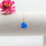 10mm Synthetic Opal Heart Bracelet 925 Sterling Box Chain Opal Stone Jewelry