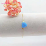 10mm Synthetic Opal Heart Bracelet 925 Sterling Box Chain Opal Stone Jewelry