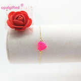 10mm Synthetic Opal Heart Bracelet 925 Sterling Box Chain Opal Stone Jewelry