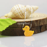 Yellow Duck Opal Pendant Necklace with CZ