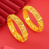 18K Yellow Plated Flower Bridal Bracelet Bangles Wedding Jewelry