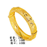 18K Yellow Plated Flower Bridal Bracelet Bangles Wedding Jewelry