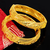 18K Yellow Plated Flower Bridal Bracelet Bangles Wedding Jewelry