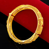18K Yellow Plated Flower Bridal Bracelet Bangles Wedding Jewelry