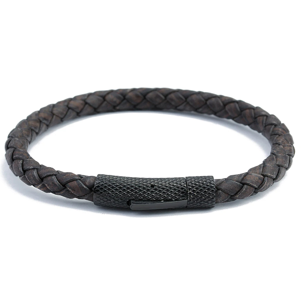 Vintage Stainless Steel Leather Bracelet For Women