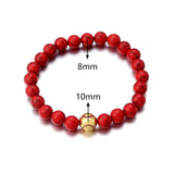 Copper Baseball Elastic Charms Bracelet Natural Stone Beads Hand Bracelet
