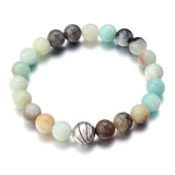 Copper Baseball Elastic Charms Bracelet Natural Stone Beads Hand Bracelet