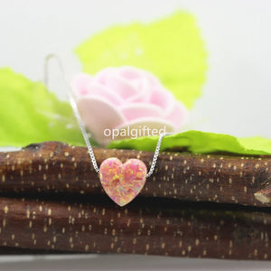 Opal Heart Pendant 925 Silver Necklace for Women