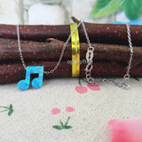 Womens Silver OP06 Light Opal Necklace 12mm MusicNote Shape Gift