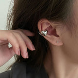 Heart Ear Clip Earrings Silver Crystal Party Jewelry