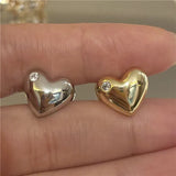 Heart Ear Clip Earrings Silver Crystal Party Jewelry