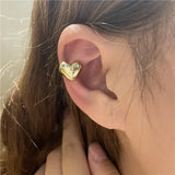 Heart Ear Clip Earrings Silver Crystal Party Jewelry