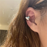 Heart Ear Clip Earrings Silver Crystal Party Jewelry
