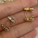 Heart Ear Clip Earrings Silver Crystal Party Jewelry