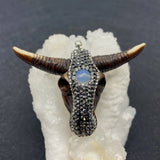 Bull Skull Shape Pendants with Rhinestone DIY Making Necklace Ox Bone