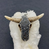 Bull Skull Shape Pendants with Rhinestone DIY Making Necklace Ox Bone