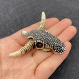 Bull Skull Shape Pendants with Rhinestone DIY Making Necklace Ox Bone