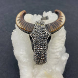 Bull Skull Shape Pendants with Rhinestone DIY Making Necklace Ox Bone