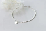 925 Sterling Silver Coin Round Beads Chain Anklet Bracelet
