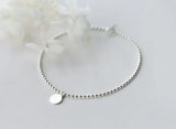 925 Sterling Silver Coin Round Beads Chain Anklet Bracelet