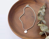 925 Sterling Silver Coin Round Beads Chain Anklet Bracelet