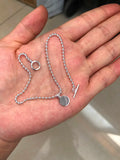 925 Sterling Silver Coin Round Beads Chain Anklet Bracelet