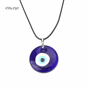 30mm Evil Eye Glass Pendant Necklace with Adjustable Chain
