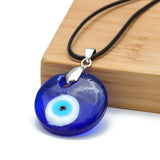 30mm Evil Eye Glass Pendant Necklace with Adjustable Chain