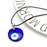 30mm Evil Eye Glass Pendant Necklace with Adjustable Chain