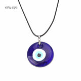 30mm Evil Eye Glass Pendant Necklace with Adjustable Chain